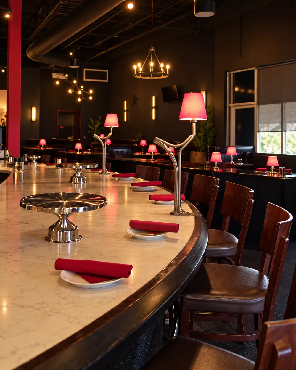 The bar and dining room at Pizzeria Sprezza