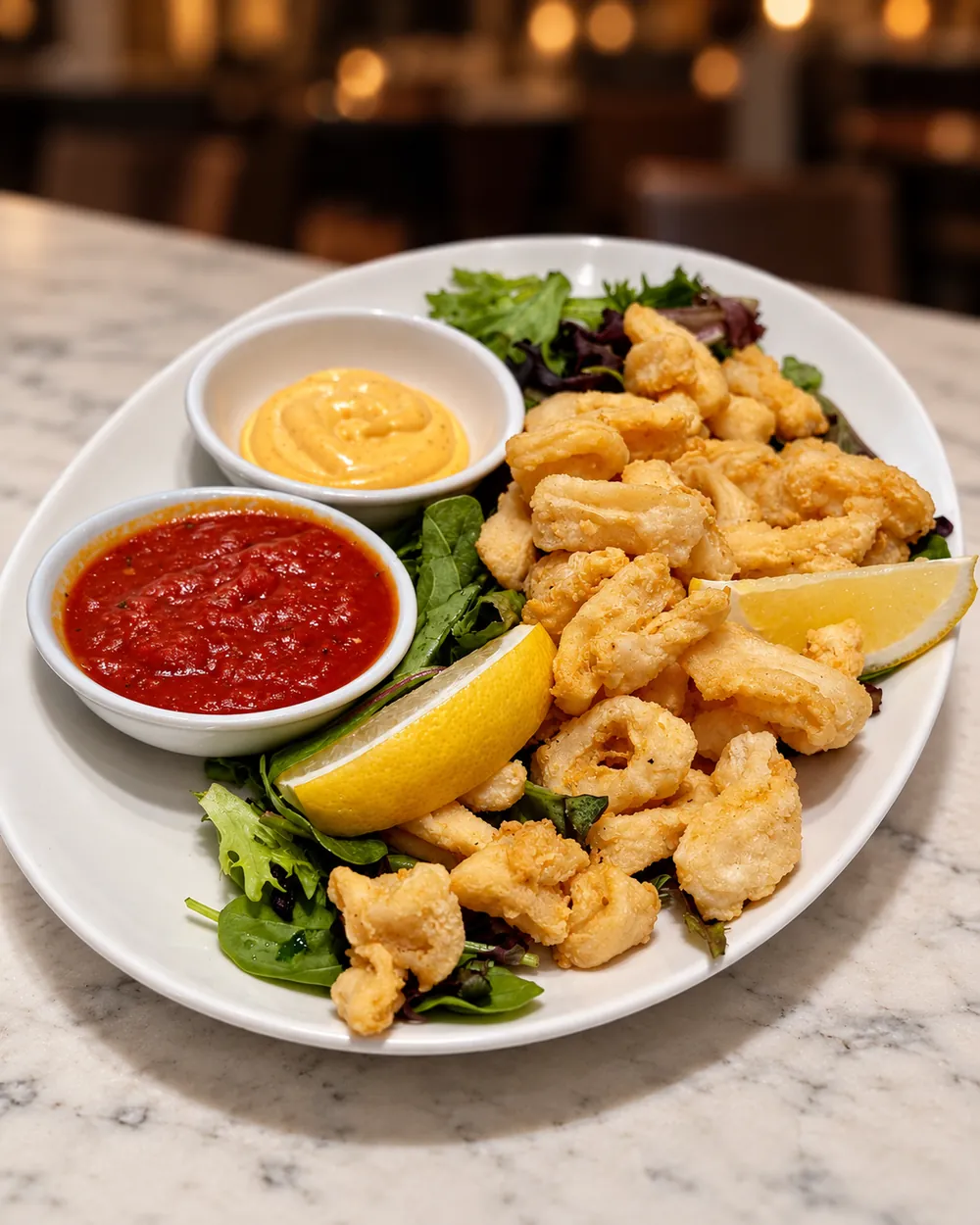 Fried calamari with marinara, aioli and lemon